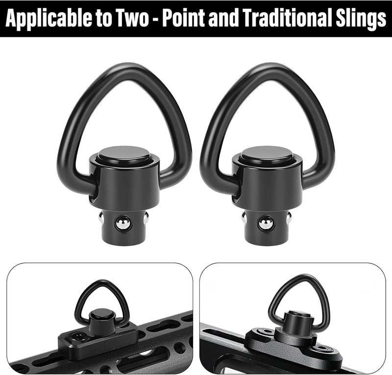 NEATABY Quick Detach Sling Swivel Attachments, Heavy Duty Button-Operated Mount, Two Point and Traditional Sling Swivel, Black - Image 3